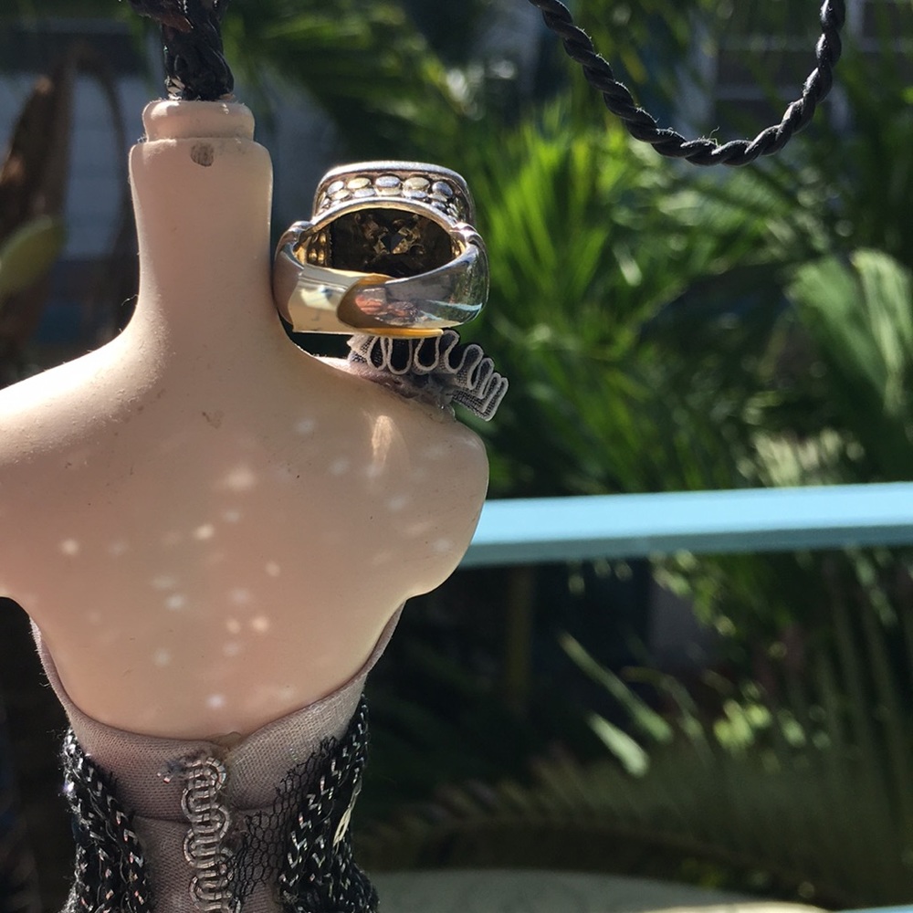 ART DECO BLACK ORCHID STERLING SILVER RING - Picture 4 of 6